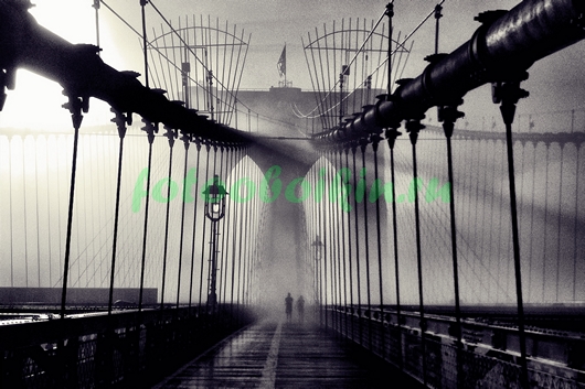 Модульная картина Туман ,свет лучей на мосту