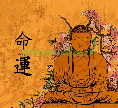 Модульная картина Будда с цветами
