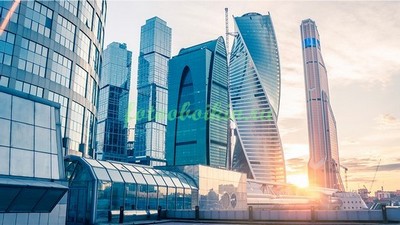 Модульная картина Москва Сити на рассвете