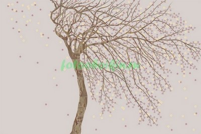 Модульная картина Дерево на ветру серый фон