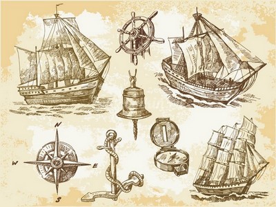 Модульная картина Корабли старый набросок