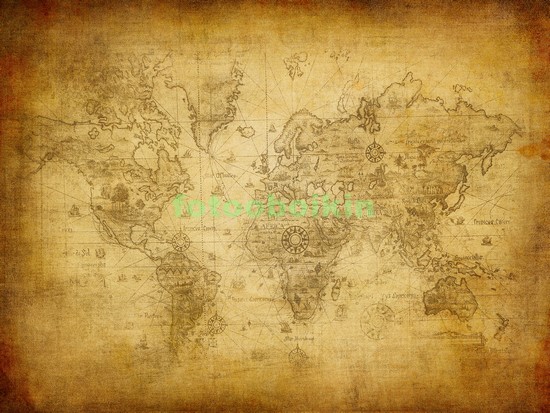 Модульная картина Карта мира на страрой бумаге