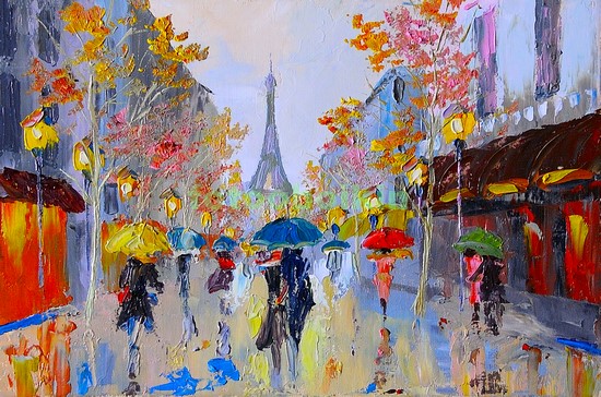 Модульная картина Дождь в Париже
