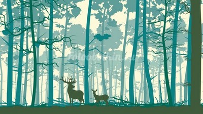 Модульная картина Олени в лесу