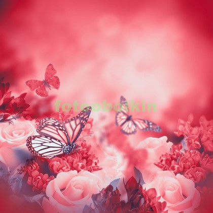Модульная картина Букет цветов с бабочками