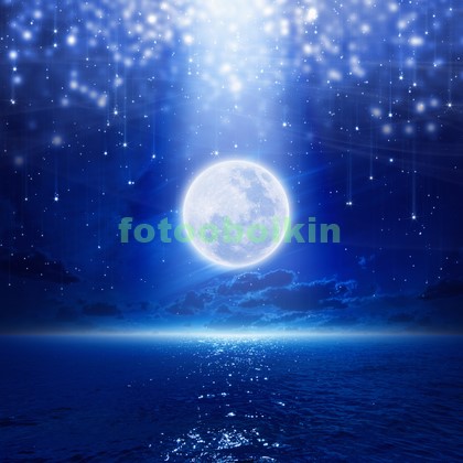 Модульная картина Полная луна над океаном