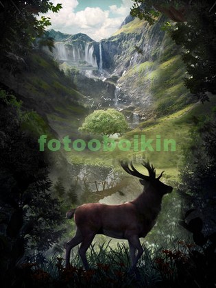 Модульная картина Олень в лесу