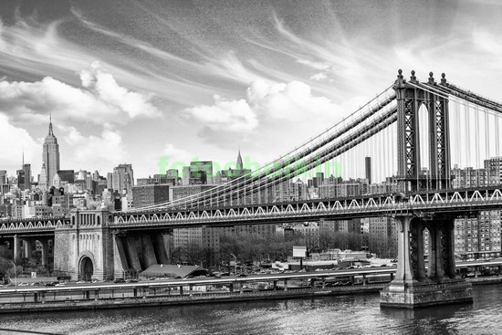 Модульная картина Бруклинский мост в серых оттенках