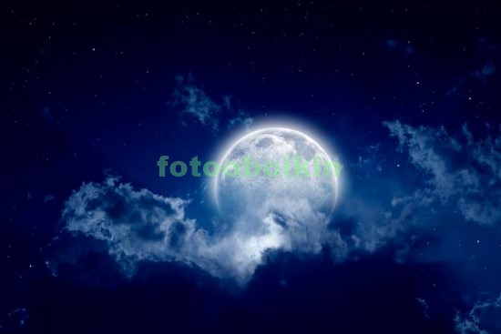 Модульная картина Полная луна в облаках