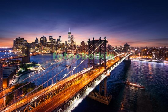 Модульная картина Яркий Бруклинский мост зимой