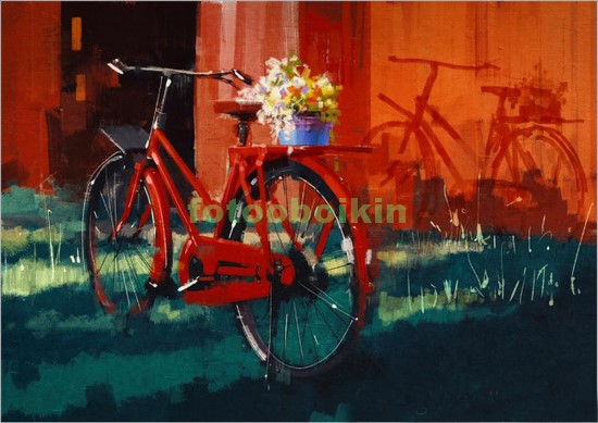 Модульная картина Велосипед во дворе