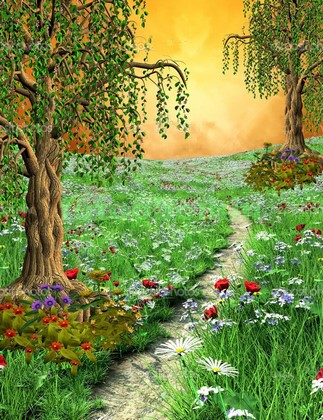 Модульная картина Тропинка в цветущем поле