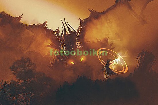 Модульная картина Огнедышащий дракон