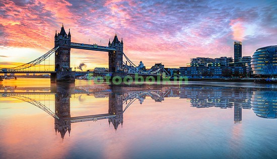 Модульная картина Великолепный закат над мостом