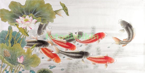 Модульная картина Рыбки в пруду