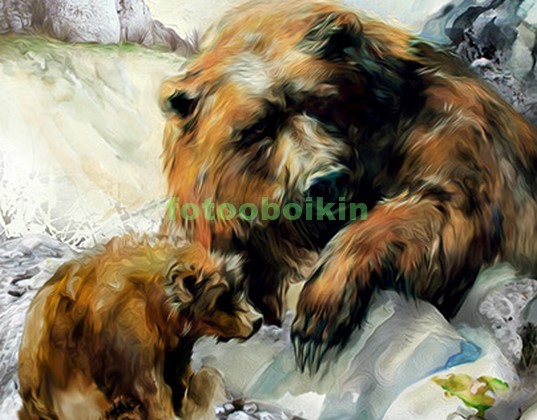 Модульная картина Медведица с медвеженком