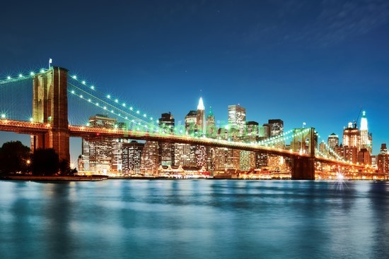 Модульная картина Мост на фоне ночного города
