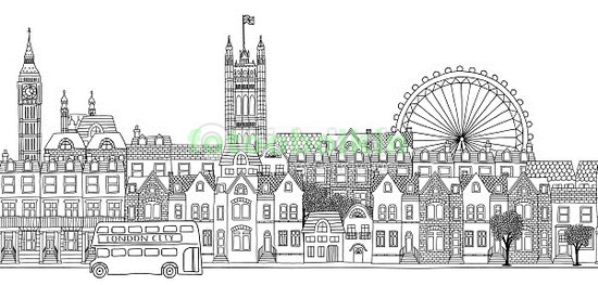 Модульная картина Лондон на белом фоне
