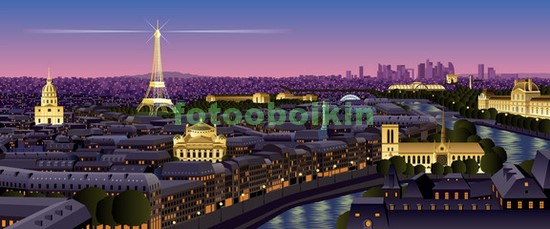 Модульная картина Эйфелева башня вечером