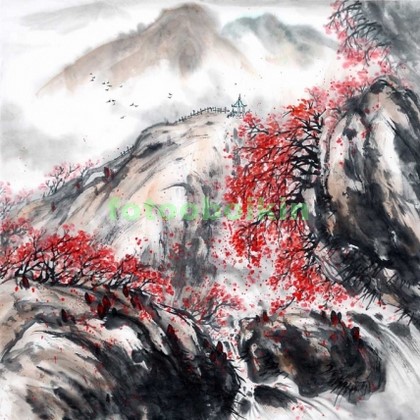 Модульная картина Красный клен в горах