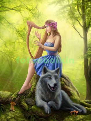 Модульная картина Девушка с волком