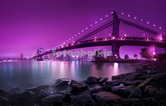 Модульная картина Бруклинский мост в сиреневом цвете