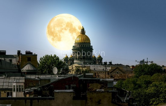 Модульная картина Санкт-Петербург луна