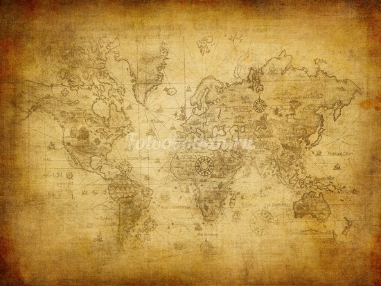 Карта мира на страрой бумаге