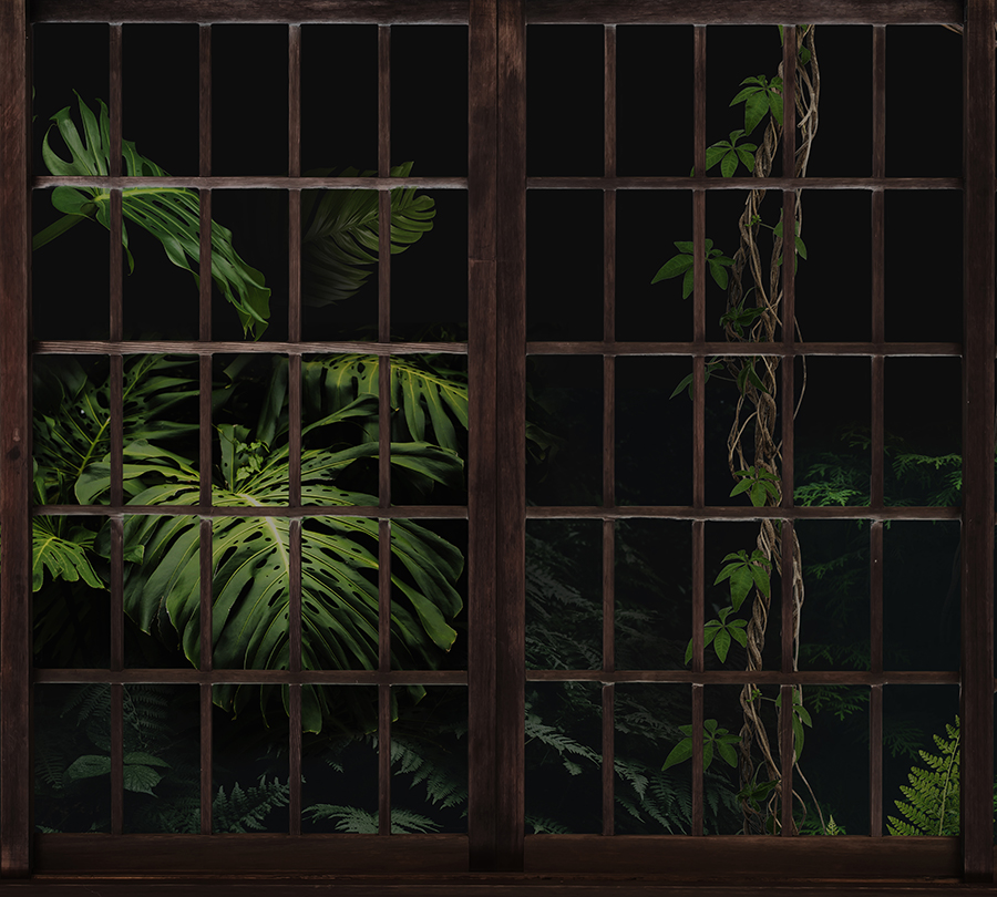 Окно с пальмами